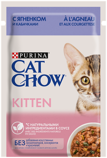 Влажный корм Cat Chow® для котят с ягненком и кабачками в соусе - фото 6823