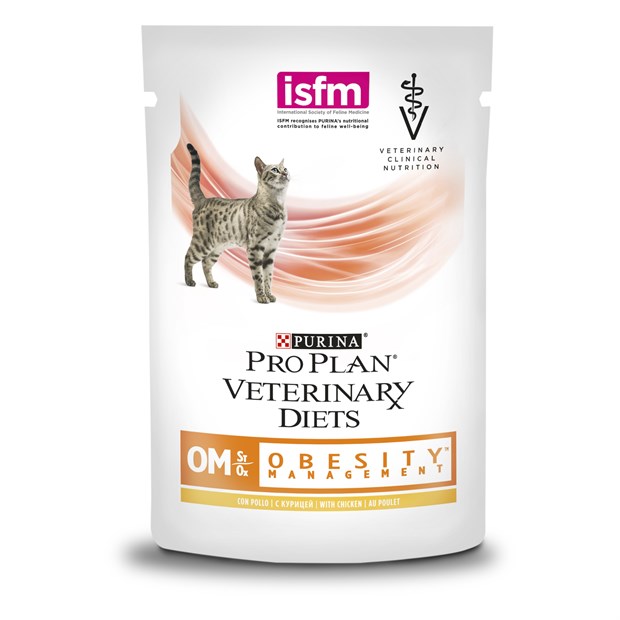 Влажный корм Pro Plan Veterinary Diets OM St/Ox для взрослых кошек для снижения избыточной массы тела, с курицей, 10 шт - фото 6919