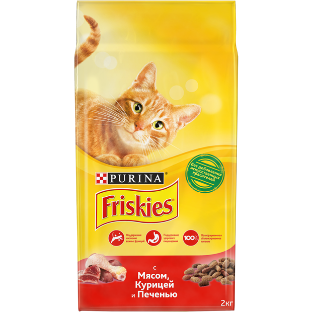Сухой корм Friskies® для взрослых кошек, с мясом, курицей и печенью - фото 6999