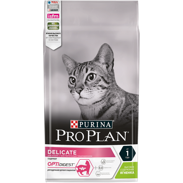 Сухой корм Pro Plan® для взрослых кошек с чувствительным пищеварением или с особыми предпочтениями в еде, с высоким содержанием ягненка - фото 7035