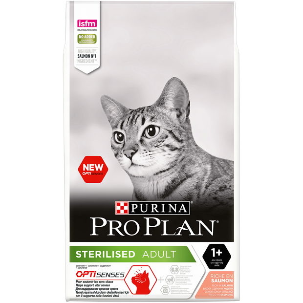 Сухой корм Pro Plan® для стерилизованных кошек и кастрированных котов, для поддержания органов чувств, с высоким содержанием лосося - фото 7067