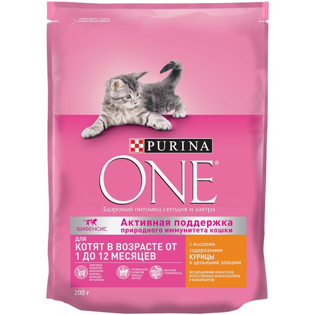 Сухой корм Purina ONE® для котят, с высоким содержанием курицы и цельными злаками - фото 7088