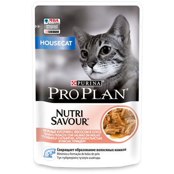 Влажный корм Pro Plan® Nutri Savour® для взрослых кошек, живущих дома, с лососем в соусе