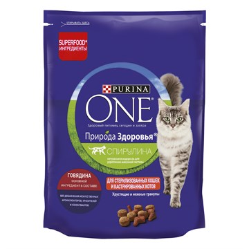 Сухой корм Purina ONE® Природа Здоровья для стерилизованных кошек и кастрированных котов, с высоким содержанием говядины